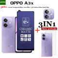 BLKNAIM 3in1 OPPO A3X Full Cover matte ceramic film Screen Protector For OPPO A3X ceramic Glass Tempered Glass lens film Carbon fiber back film. 