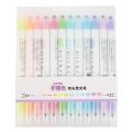Sojhoop 12 Pcs/Set Japanese Stationery Mild Liner Double Headed Fluorescent Pen Fluorescent Marker Pen Highlighter Pen Color Mark Pen Cute. 