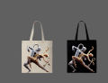 Surrealist Lock & Key Graphic Printed Tote Bag – Eco-Friendly Cotton Shoulder Shopping Bag-White, Black. 