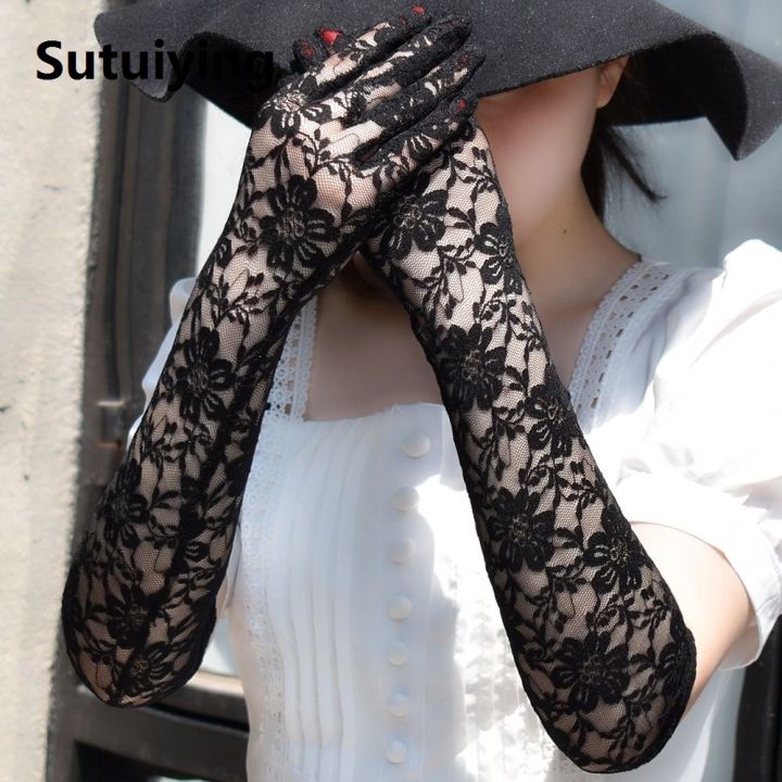 Sutuiying%20Summer%20Sunscreen%20Anti%20UV%20Flower%20Fashion%20Party%20Lace%20Gloves%20Long%20Mittens%20Women's%20Gloves%20Arm%20Warmers%20-%20Image%205