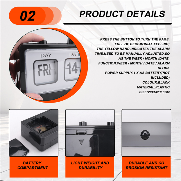 Mechanical%20Alarm%20Clock%20Novelty%20Flip%20Clock%20Desktop%20Digital%20Clock,Black%20-%20Image%205
