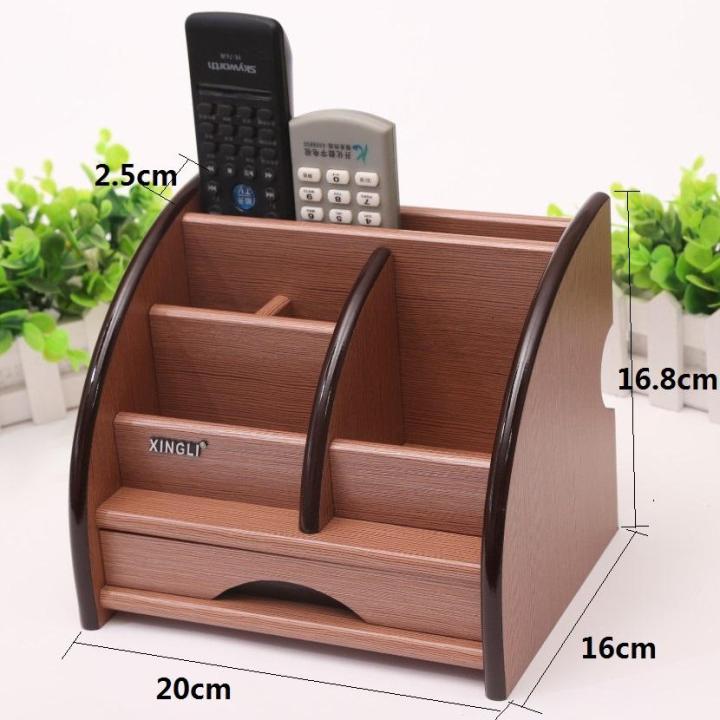 Polished Authentic Multi-Functional Wooden Pen Stand Holder / Mobile Holder, Visiting Card And Remote Stand For Desk Organizer Penstand Table Accessories