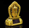 Gold Colour Solar Rotating Latest Tibetan Buddhist Prayer Wheel for Cars Dashboards. 