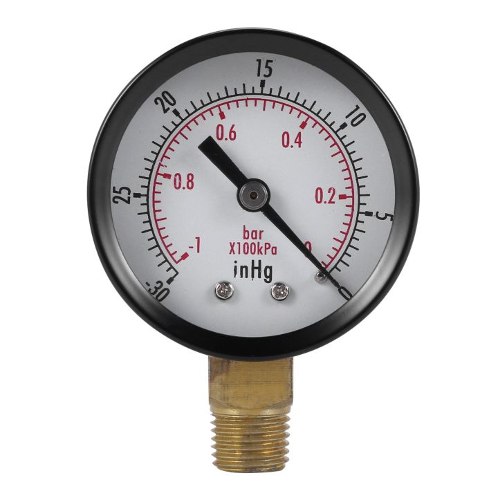 Pressure Gauge - 0 - -30inHg 0 - -1 bar Mini Dial Air Pressure Gauge Barometer meters Vacuum gauge dual scale dial Black
