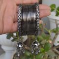 Jewels Of Nepal Gunmetal Toned Pinjada Drop Metallic Set Bangles / Bala For Women- Set of 14 pcs. 