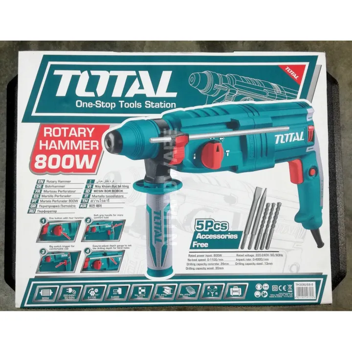 Total%20800W%20Rotary%20hammer%20Drill%20machine%20With%205pcs%20Extra%20drill%20bit%20-%20Image%203