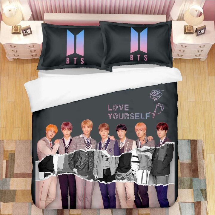 BTS King Bedsheet with Pillowcase Set