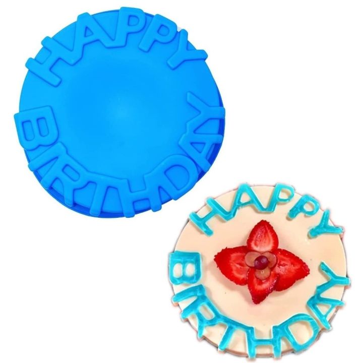 Hot Happy Birthday Birthday Cake Molds Round Silicone Cake Baking Tray Mold Durable Reusable Baking Tools