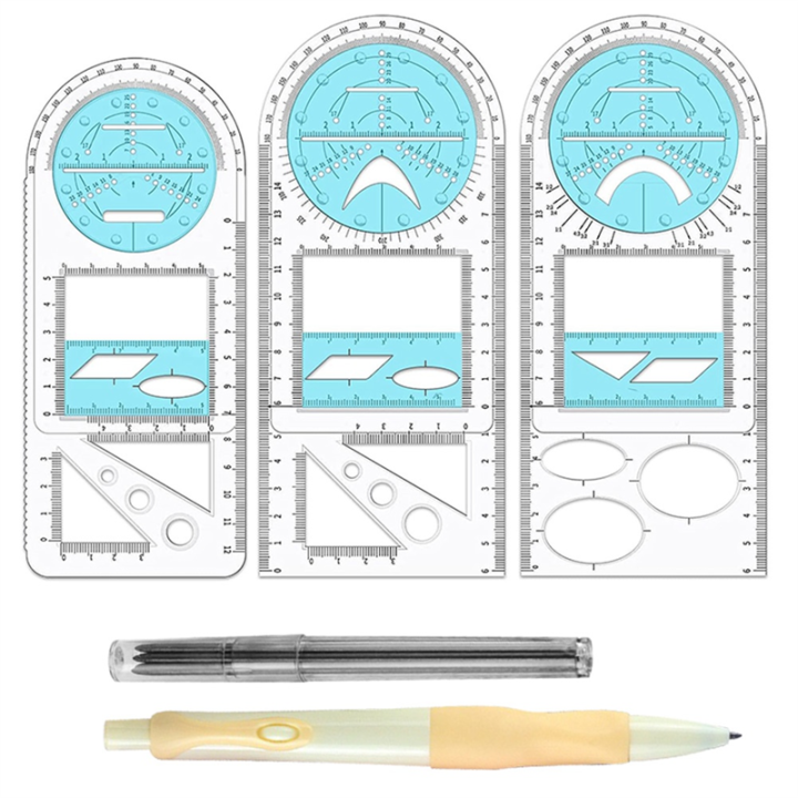 Multifunctional Geometric Ruler, Geometric Drawing Template, Measuring Tool Draft Rulers for School Office