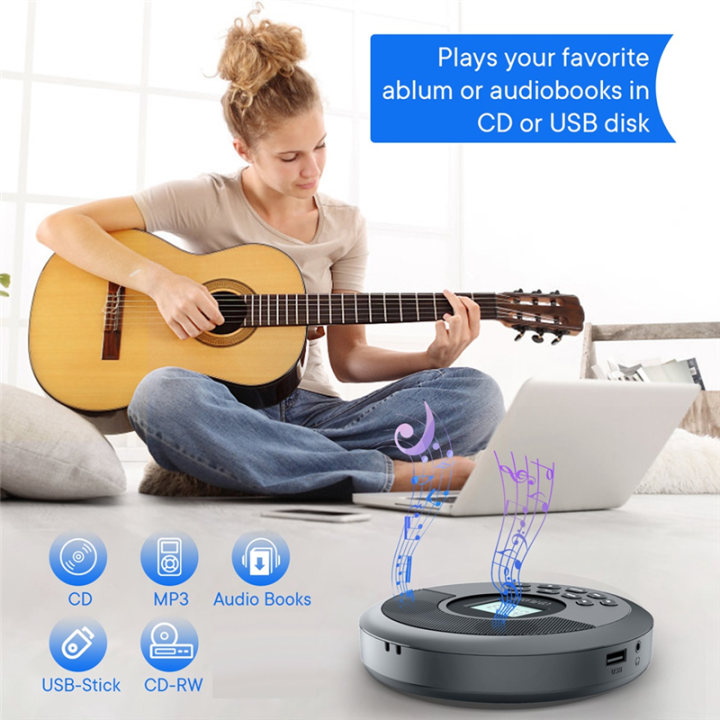 Portable%20Bluetooth%20CD%20Player%20Rechargeable%20Discman%20Gray%20-%20Image%203