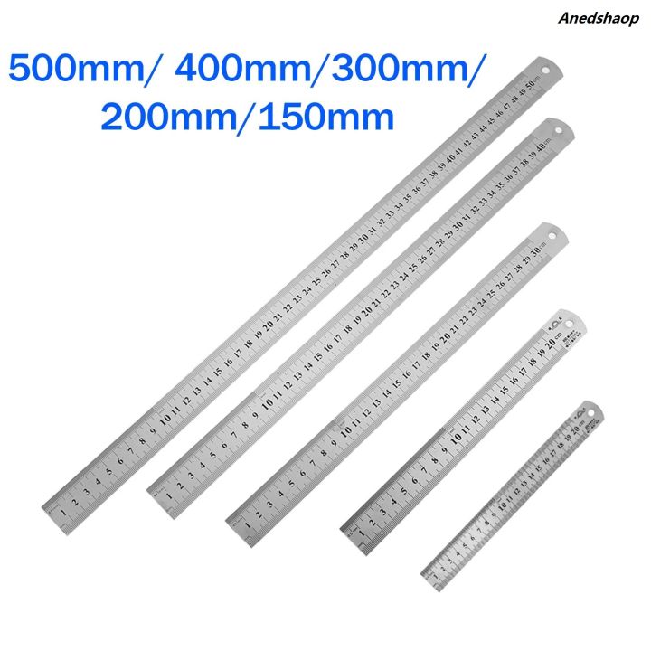 Measuring Ruler With Bar Anedshaop Stainless Steel Double Side Straight Ruler Centimeter Inches ...