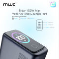 MWC MGF100 Pro | 100W 3-Port Smart AI Premium Charger | GaN Charger with AI Display & Touch Control | Upto 100W Single-Port Charging | 12 Layers of Safety Protection | Supported for Macbook, Laptop & Mobile Phones.. 
