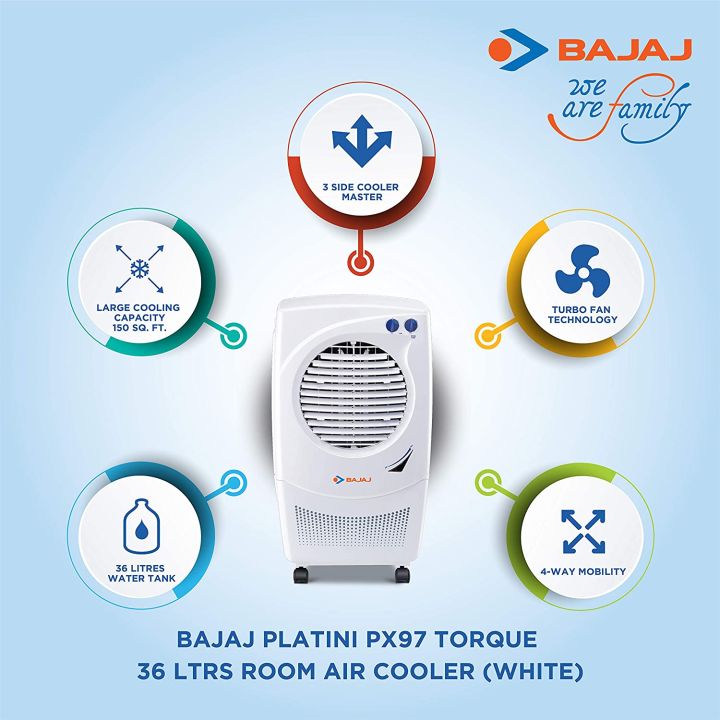 WHITE BAJAJ Torque PX 97 Air Cooler 36 Litre