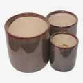 Greyish Brown Color Ceremic Pot Set Of 3 Pcs. 