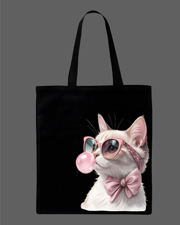 Cool%20Cat%20with%20Sunglasses%20&%20Bubblegum%20Printed%20Tote%20Bag%E2%80%93%20Eco-Friendly%20Cotton%20Shoulder%20Shopping%20Bag-White,%20Black%20-%20Image%203