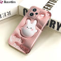 Jizetin for Realme 9 4G / Realme 9 Pro Plus / Realme 9 Pro+ / Narzo 50 Pro 5G Back Cover Cute Rabbit Luxury Slim Hard Crashproof Mobile Phone Case. 