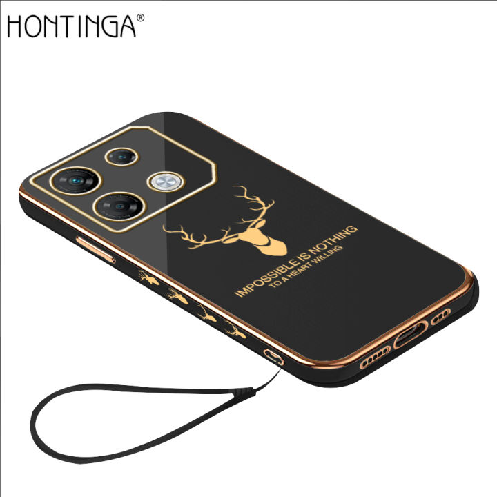 Hontinga for Infinix GT 10 Pro Back Cover Luxury 6D Plating Lucky Deer Soft Silicone Phone Case