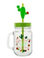 Beautiful Printed Glass Cup Mug With Straw 450 ML. 