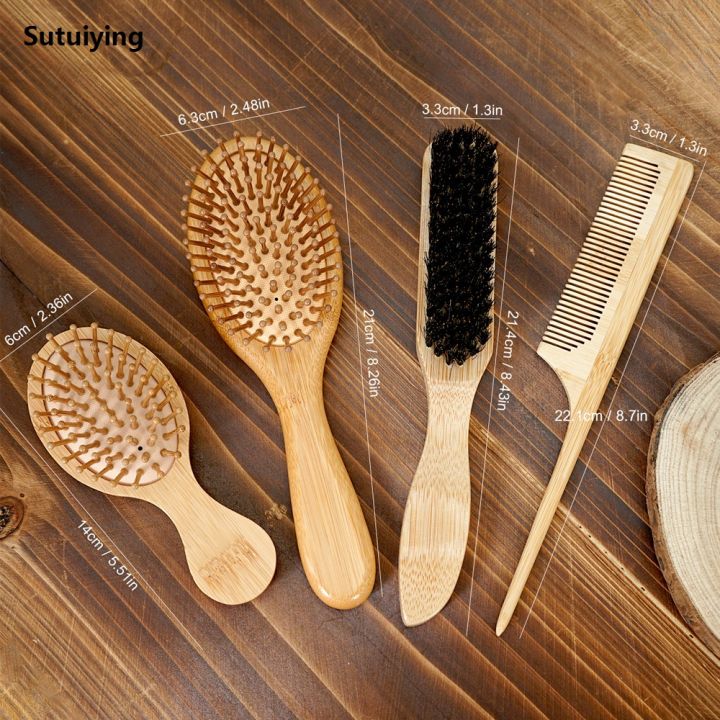 Sutuiying%201PC%20Professional%20Hair%20Brush%20Pointed%20Tail%20Wooden%20Comb/Large%20New%20Bamboo%20Air%20Cushion/Mini%20Travel%20Size/Boar%20Bristle%20-%20Image%205