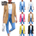 Ashunqiwen 2025 New Women Casual Fashion Button Plus Size Long Blazer Jacket Coat. 