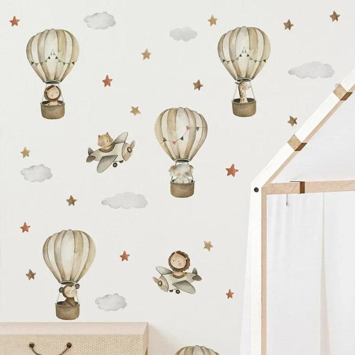 Cartoon%20Animals%20Elephant%20Giraffe%20Hot%20Air%20Balloon%20Wall%20Sticker%20for%20Kids%20Boys%20Girls%20Baby%20Room%20Decoration%20Children%20Wallpaper%20-%20Image%203