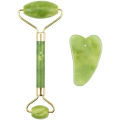 Jade Stone Roller Natural Green Facial Jade Stone Roller & Gua Sha Board Body Neck Massage Tool. 