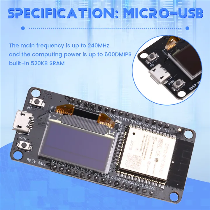 ESP32 ESP-WROOM-32 WIFI Development Board Module CH340 with 0.96 OLED ...