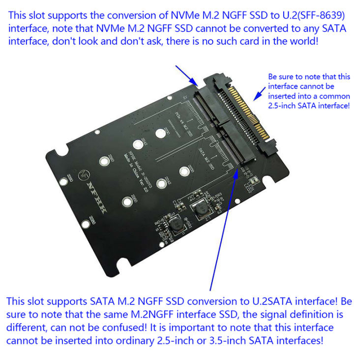 SATA SSD to SAS and NVMe NGFF SSD to SFF-8639 Adapter
