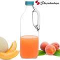 Basic Glass Milk/ Juice/ Water Bottle / Bottles 1400 ml 1 Pc, Blue Lid. 
