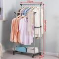 Double Pole Stainless Steel Cloth Drying Hanger And Organizer Rack With Wheel For Indoor & Outdoor. 