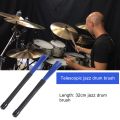 1 Pair Black Handles Jazz Drum Brushes Sticks Blue Nylon 32cm. 
