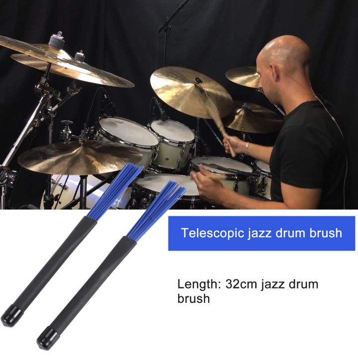 1%20Pair%20Black%20Handles%20Jazz%20Drum%20Brushes%20Sticks%20Blue%20Nylon%2032cm%20-%20Image%203