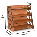 Ressence Multilayer Rack 4 Layer Wooden Book Stand Table Top Multipurpose Storage Shelf for Wall (DIY) Dark Wood. 