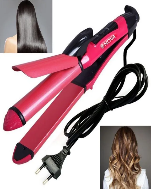 2 in 1 Hair Straightener and Curler Flat Curling Iron Rod Hair Styling Roller 45W Daraz .np