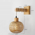 NAMUNY Retro Japanese Style Bamboo Bedside Wall Lamp Restaurant Rattan Lampmine Bedroom Background Wall Lamps. 
