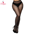 Fancyra Women Rhinestone Decor Black Fishnet Tights High Waist Stockings. 