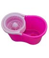 Easy Magic Floor Cleaning Spin Bucket Mop With Dual Microfiber Mop - Pink. 