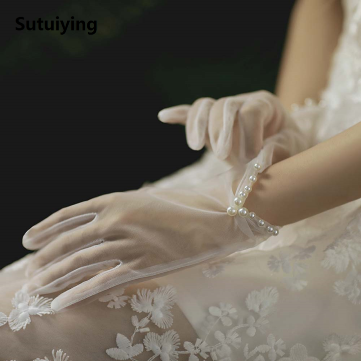 Sutuiying%20Hand-made%20Summer%20Girl%20Bridal%20Women%20Short%20Wedding%20Gloves%20Bow%20Tulle%20Mittens%20Finger%20Gloves%20-%20Image%206