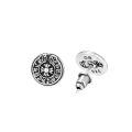 Trendy brand CH Croling old-fashioned vintage Thai silver with diamond cross flower Scout flower stud earrings collection of men and women 925 silver needles. 