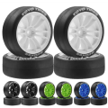 ARELENE 4pcs 65mm Hard Drift Tire Wheel for 1/10 TT01 TT02 XV01 PTG-2 RC Drift Car Green. 