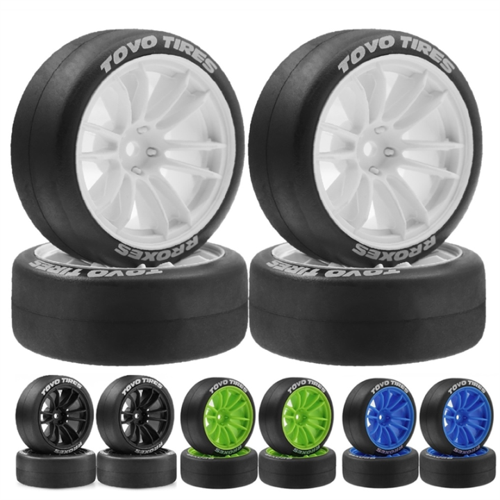 ARELENE%204pcs%2065mm%20Hard%20Drift%20Tire%20Wheel%20for%201/10%20TT01%20TT02%20XV01%20PTG-2%20RC%20Drift%20Car%20Green%20-%20Image%204