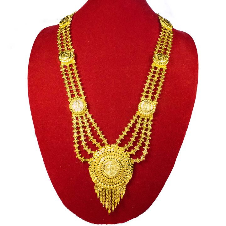 Gold Plated Panchadhatu Rani Haar With Two Earrings For Women