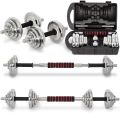 SPN's YORK 20 Kg Adjustable Chrome Dumbbell Set With Barbell Connector | Adjustable Dumbbell With Easy Grip Handle & Barbell Connector - 20Kg. 