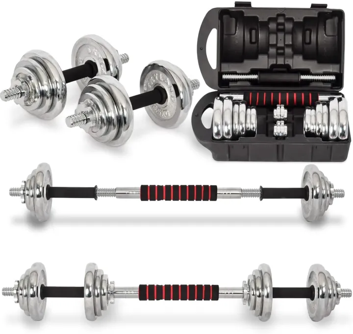 SPN's%20YORK%2020%20Kg%20Adjustable%20Chrome%20Dumbbell%20Set%20With%20Barbell%20Connector%20%7C%20Adjustable%20Dumbbell%20With%20Easy%20Grip%20Handle%20&%20Barbell%20Connector%20-%2020Kg%20-%20Image%205