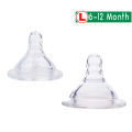2pcs L(6-12 Month) Silicone Gel Wide Mouth Baby Infant Kid Teether Care Milk Feeding Bottle Accessory, Neck Nipple, Baby Nipple. 