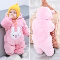 Jumpsuit Cute Baby Fleece Long Hooded Warm Infant Sleeve Romper Cartoon Girls Boys. 