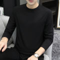 modal cotton white long sleeve t-shirt men's spring and autumn new underwear top solid color base shirt sweatshirt autumn coat. 