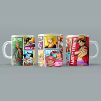 One Piece Anime Wanted Strawhat Crew Monkey D Luffy Roronoa Zoro Sanji Nami Robin Usopp Chopper Franky Brook Jinbei Design Printed Mug Cup For Collection Decoration Gift