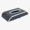 Black/Silver Color Leather Car Tissue Box. 