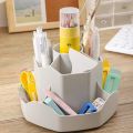 Multi-Compartment PP Rotate Pen Holder 360°Rotatable Large Capacity Pen Stand Multi-Functional Light Luxury Desk Pencil Storage Box Office Use. 